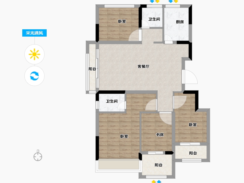 浙江省-金华市-中翼金报翡翠园-96.00-户型库-采光通风