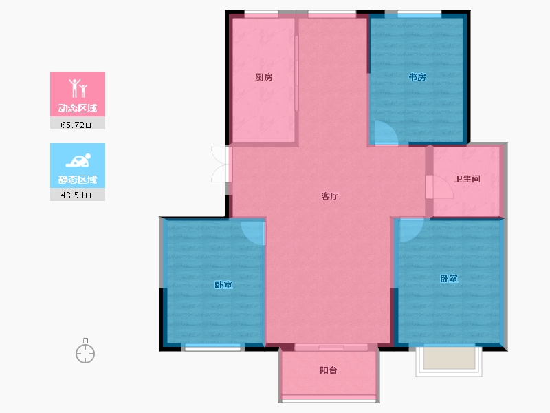 江苏省-盐城市-曙光花园怡园-100.64-户型库-动静分区