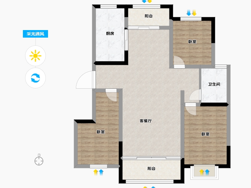 宁夏回族自治区-吴忠市-壹号公馆-99.69-户型库-采光通风