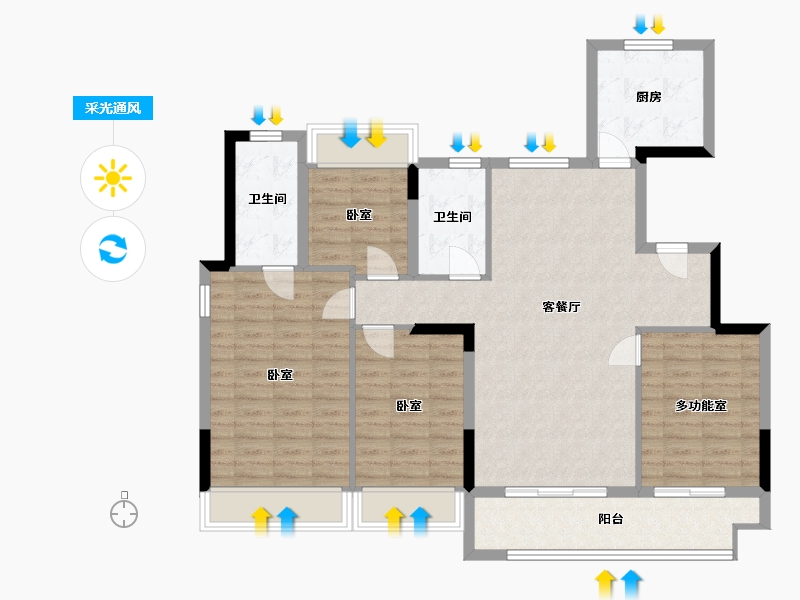 浙江省-温州市-石榴玉兰湾-108.00-户型库-采光通风