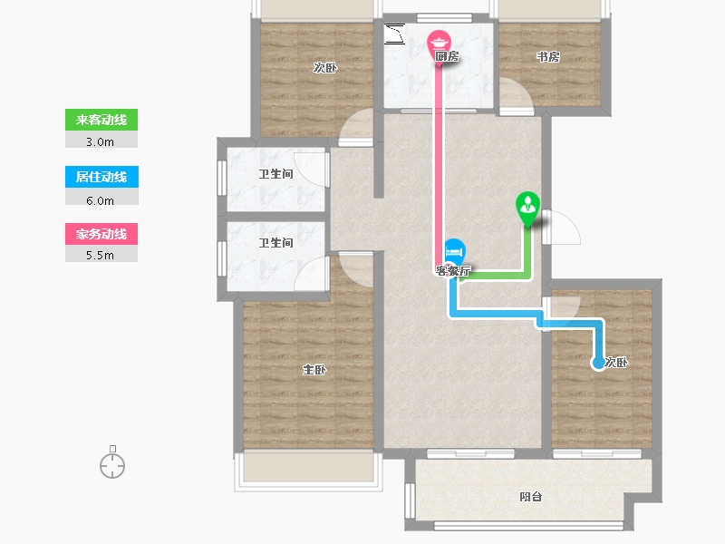 江苏省-徐州市-美的德信·翰林府-104.00-户型库-动静线