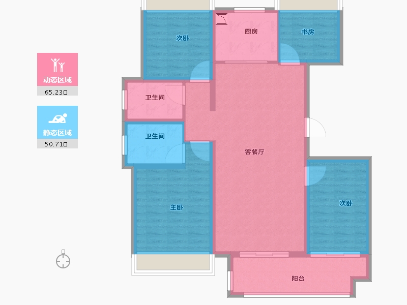 江苏省-徐州市-美的德信·翰林府-104.00-户型库-动静分区