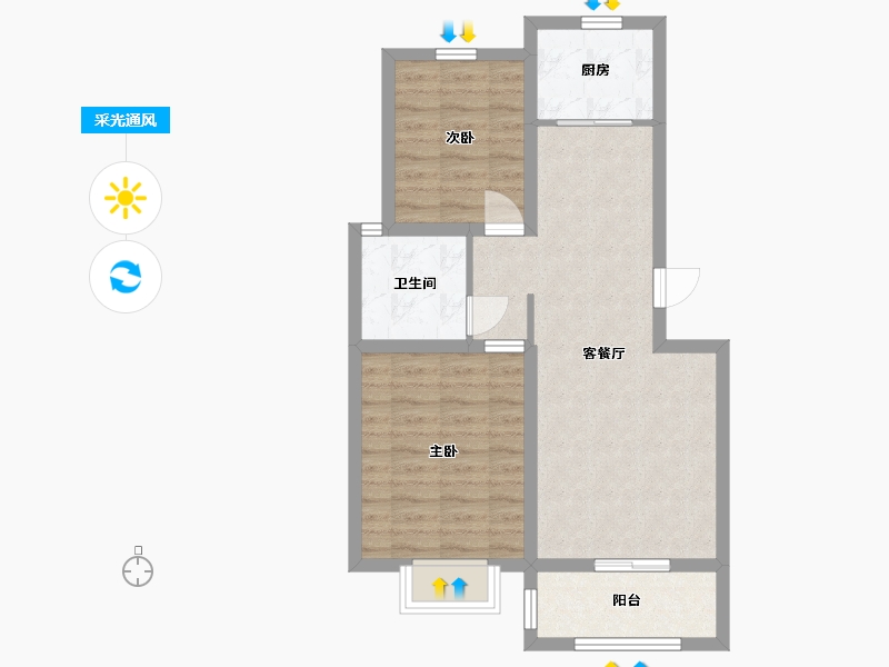 山东省-青岛市-琴诺尚德苑-63.00-户型库-采光通风