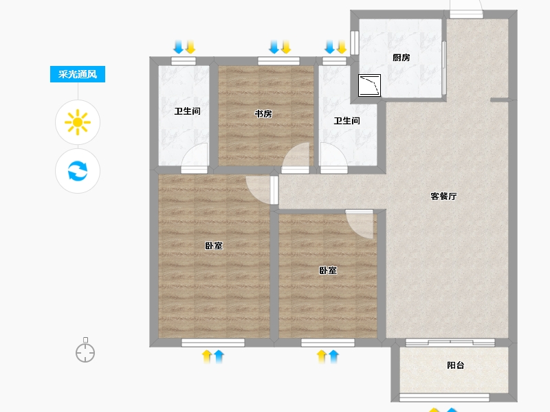 安徽省-合肥市-万科海上传奇-92.00-户型库-采光通风