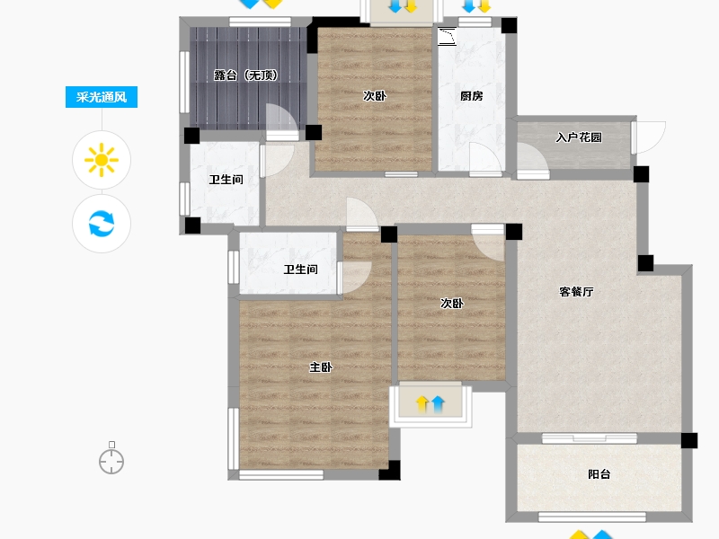 江西省-南昌市-美高东郊紫园-89.89-户型库-采光通风