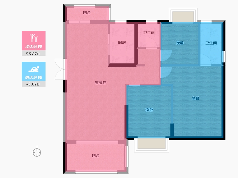 江西省-九江市-广隆星澜湾-90.40-户型库-动静分区