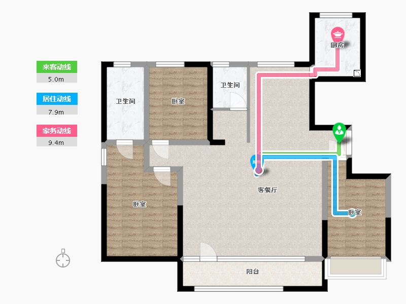 宁夏回族自治区-银川市-美林睿府-111.16-户型库-动静线