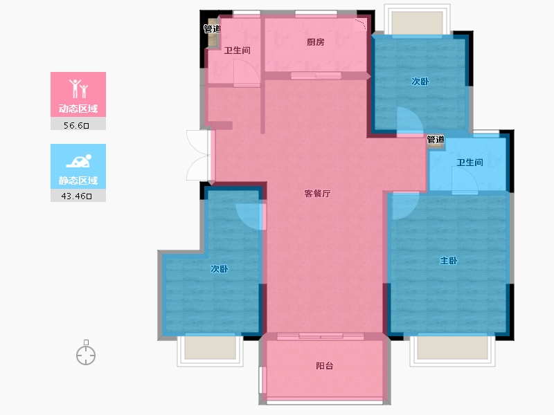 江苏省-泰州市-金科集美雅苑-90.00-户型库-动静分区