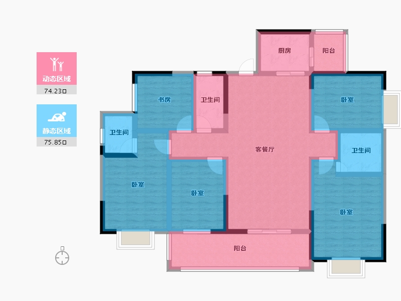 广西壮族自治区-玉林市-玉川万盛华府-132.57-户型库-动静分区