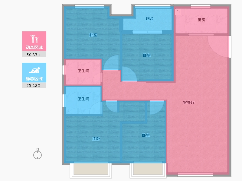 福建省-泉州市-中骏四季丽景-95.33-户型库-动静分区