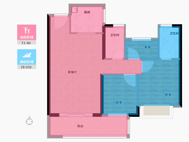 福建省-泉州市-武夷时代天越-71.00-户型库-动静分区