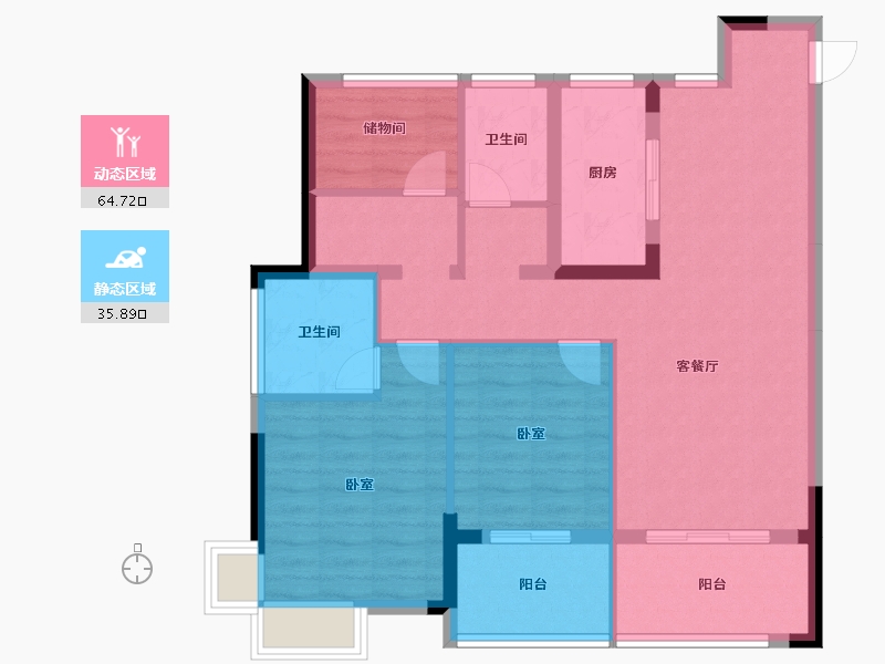 浙江省-嘉兴市-海伦堡氿月湾-90.00-户型库-动静分区