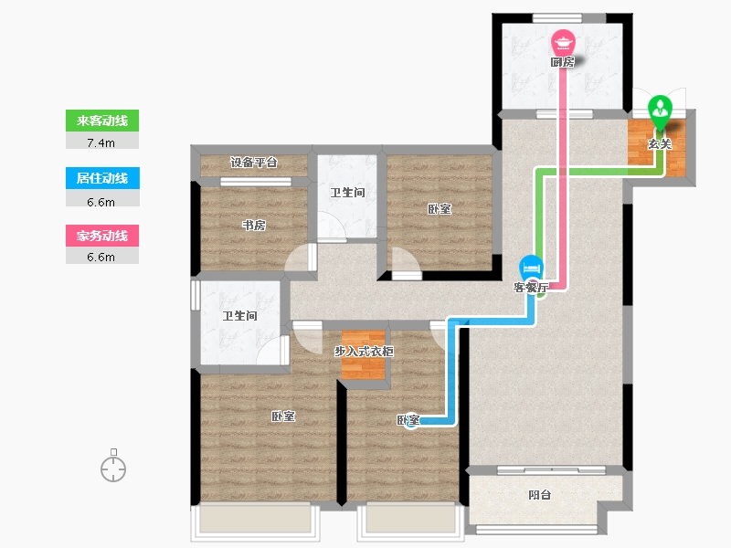 浙江省-湖州市-湖州新城吾悦广场-111.47-户型库-动静线