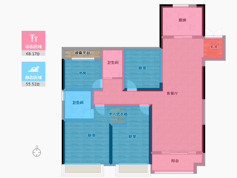 浙江省-湖州市-湖州新城吾悦广场-111.47-户型库-动静分区