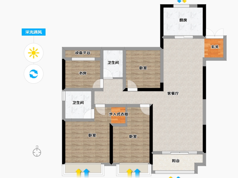 浙江省-湖州市-湖州新城吾悦广场-111.47-户型库-采光通风