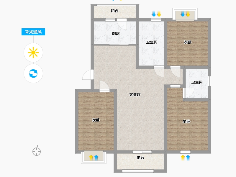 山东省-青岛市-中国铁建岸芷汀兰-107.00-户型库-采光通风