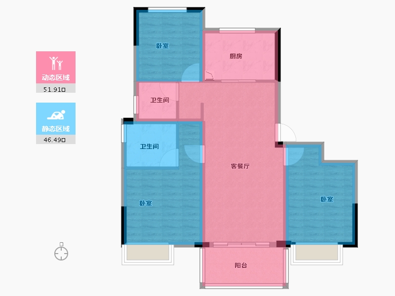 浙江省-丽水市-凯弘鼎园-88.00-户型库-动静分区