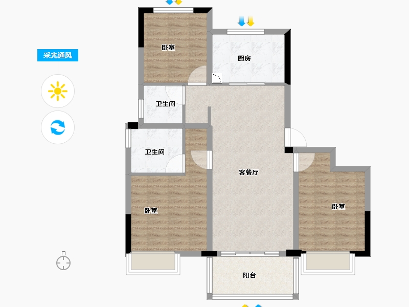 浙江省-丽水市-凯弘鼎园-88.00-户型库-采光通风