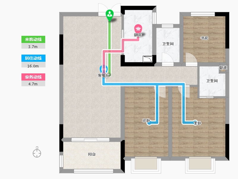 江苏省-泰州市-恒富城市之光-94.00-户型库-动静线