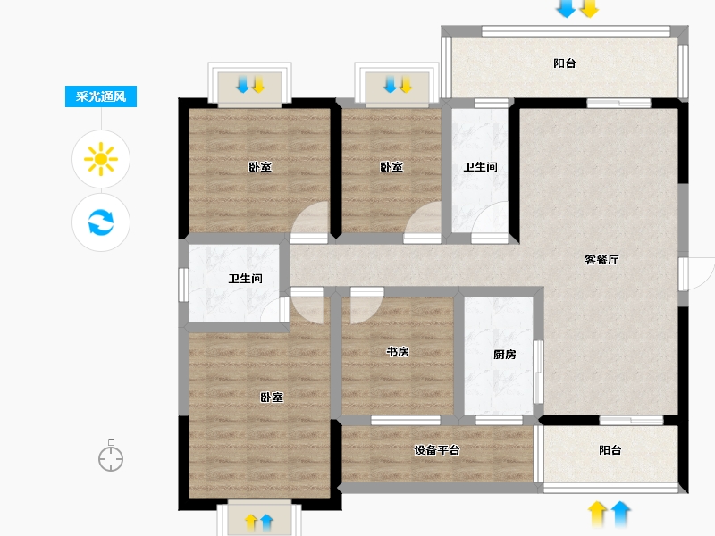 广西壮族自治区-玉林市-玉川万盛华府-102.94-户型库-采光通风