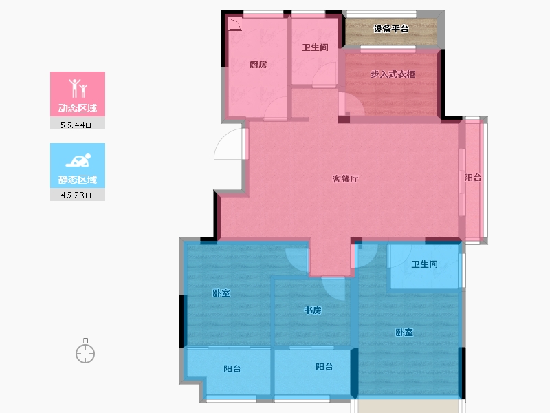 浙江省-金华市-三江府-94.00-户型库-动静分区