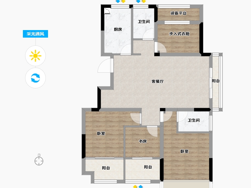 浙江省-金华市-三江府-94.00-户型库-采光通风