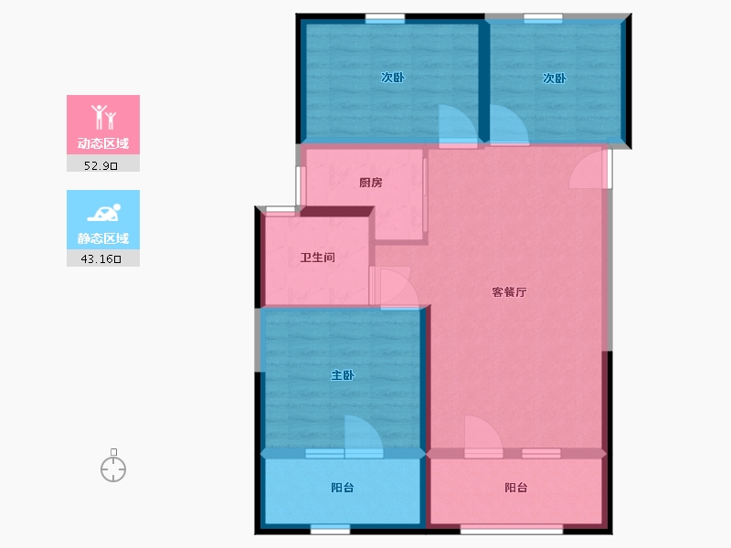 山东省-青岛市-山钢建设凭海临风-86.01-户型库-动静分区