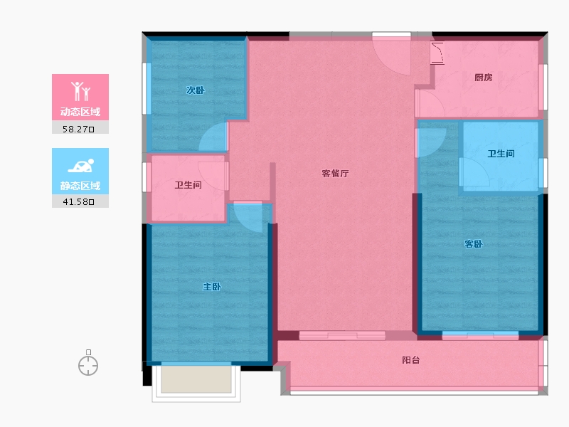 福建省-泉州市-新美居海湾广场-90.14-户型库-动静分区