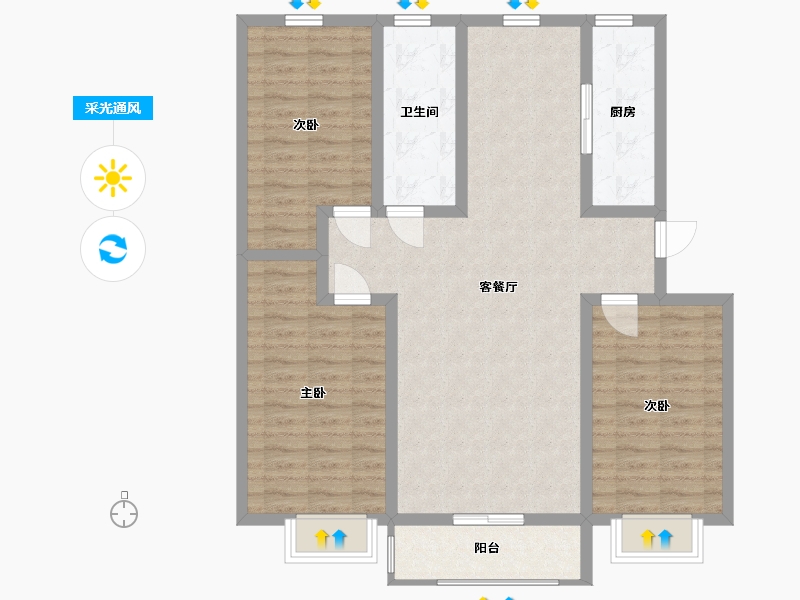 山东省-青岛市-皇骐富贵百合园-101.00-户型库-采光通风