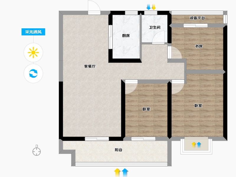 安徽省-亳州市-建投东方名府云著-80.84-户型库-采光通风