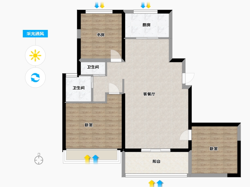 宁夏回族自治区-银川市-华远·海蓝和光-95.00-户型库-采光通风