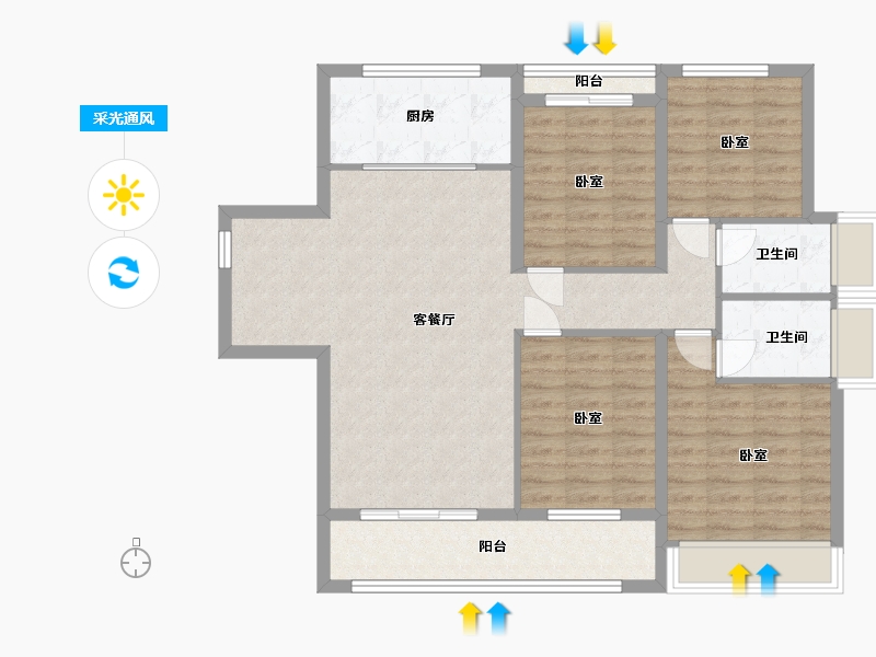 浙江省-温州市-国鸿·中央城-102.00-户型库-采光通风