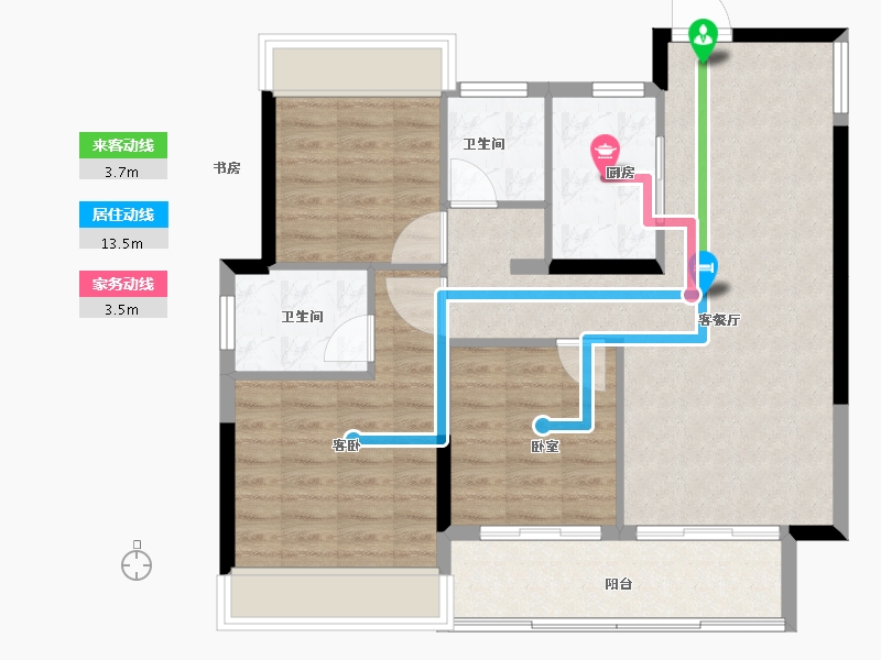 浙江省-绍兴市-樾芯城-85.99-户型库-动静线