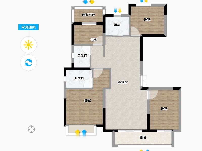 浙江省-嘉兴市-奥山·禾堂樾里-104.01-户型库-采光通风