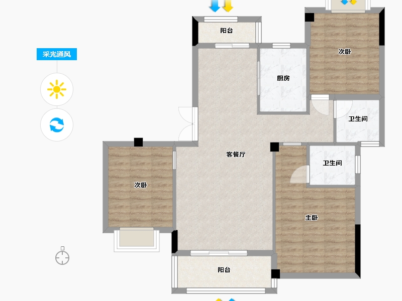 江西省-九江市-宝梁東苑-95.92-户型库-采光通风