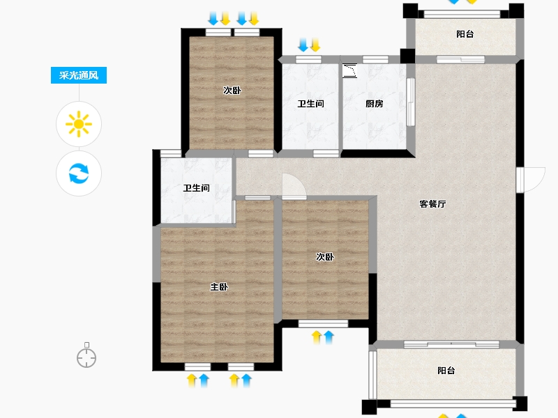 江西省-九江市-海正绿城-102.70-户型库-采光通风