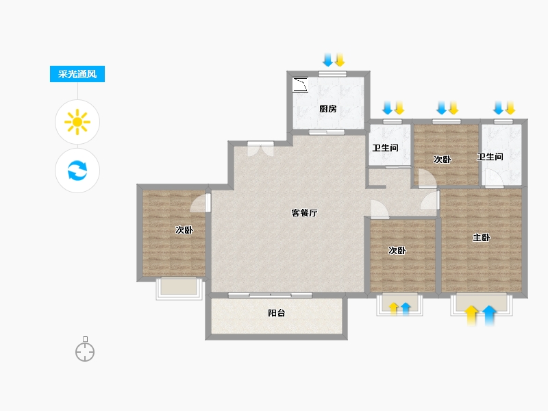 安徽省-合肥市-保利和光尘樾-128.00-户型库-采光通风