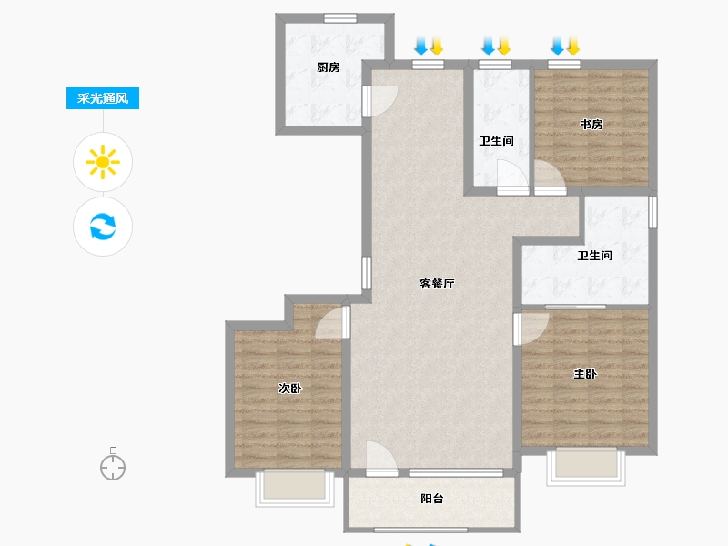 山东省-青岛市-城发长江瑞城-108.00-户型库-采光通风