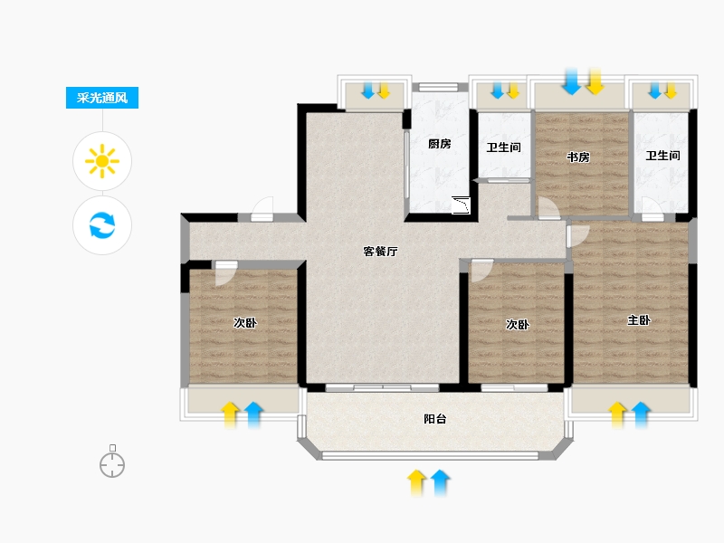 江苏省-徐州市-碧桂园·翡翠湾-111.99-户型库-采光通风