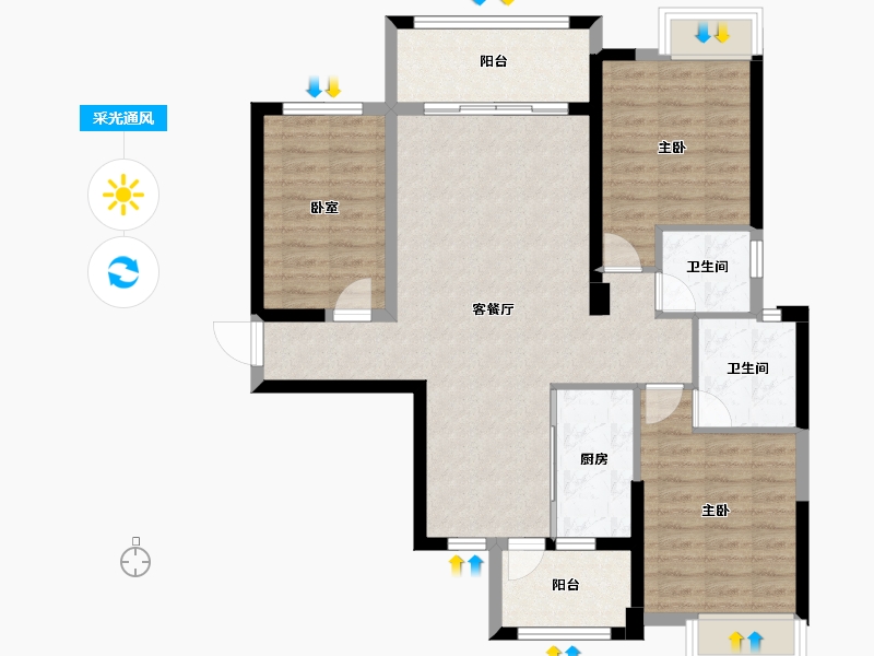 福建省-泉州市-百捷中央公园御府-93.22-户型库-采光通风