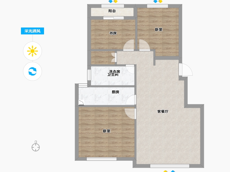 山东省-青岛市-锦厦新城桂园-77.00-户型库-采光通风