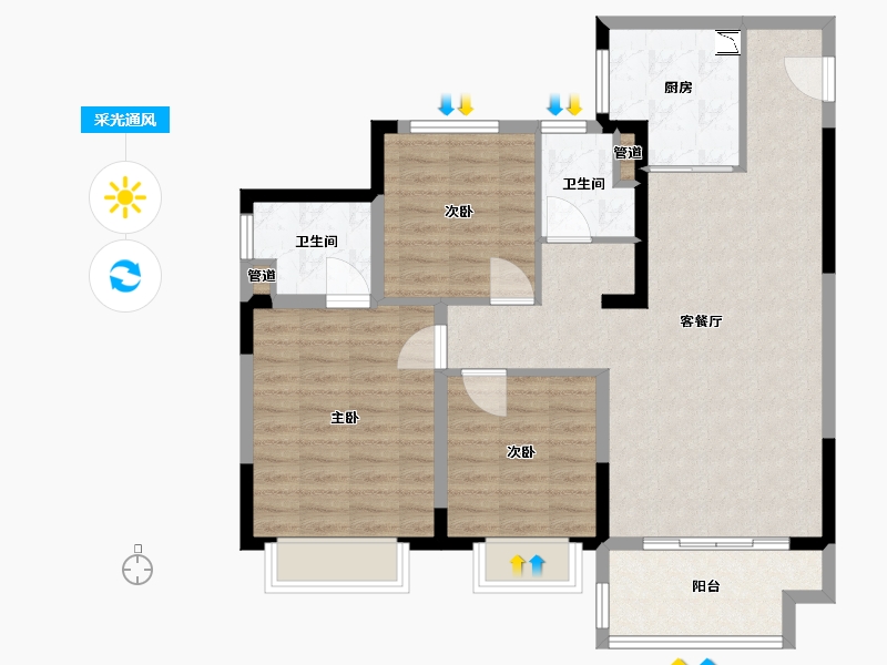 江苏省-泰州市-金科集美雅苑-94.00-户型库-采光通风