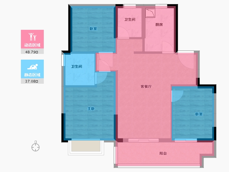 安徽省-合肥市-北麓雅院-76.00-户型库-动静分区