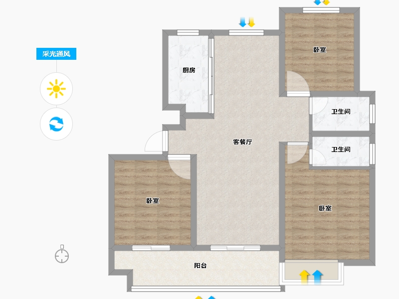 安徽省-芜湖市-远大·幸福里-94.00-户型库-采光通风