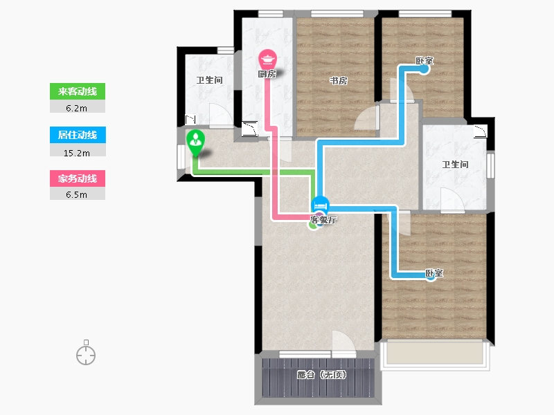 宁夏回族自治区-银川市-华远·海蓝和光-93.00-户型库-动静线