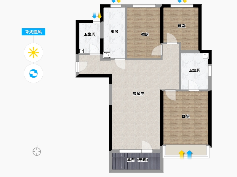 宁夏回族自治区-银川市-华远·海蓝和光-93.00-户型库-采光通风