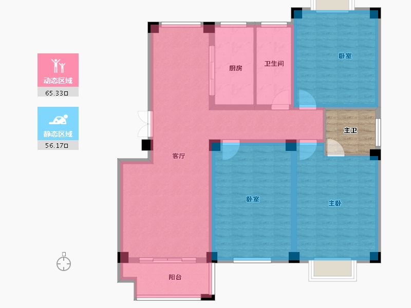 江苏省-盐城市-曙光花园怡园-113.53-户型库-动静分区