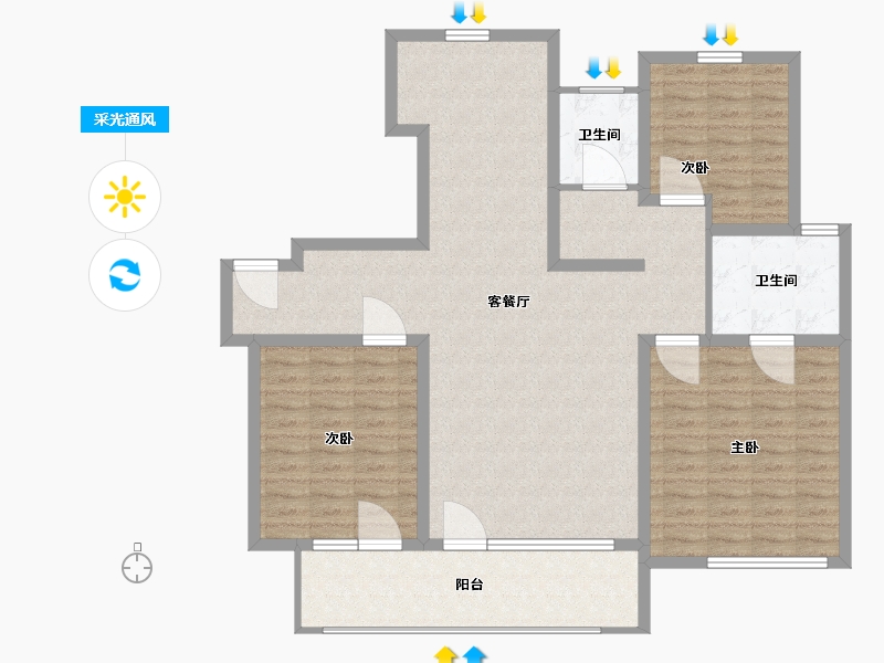 山东省-青岛市-翰林华府-121.01-户型库-采光通风