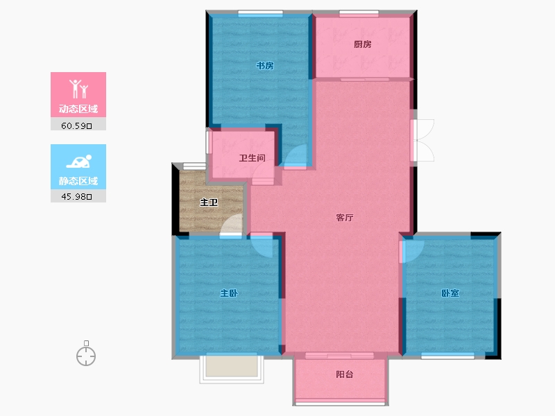 江苏省-盐城市-曙光花园怡园-100.68-户型库-动静分区