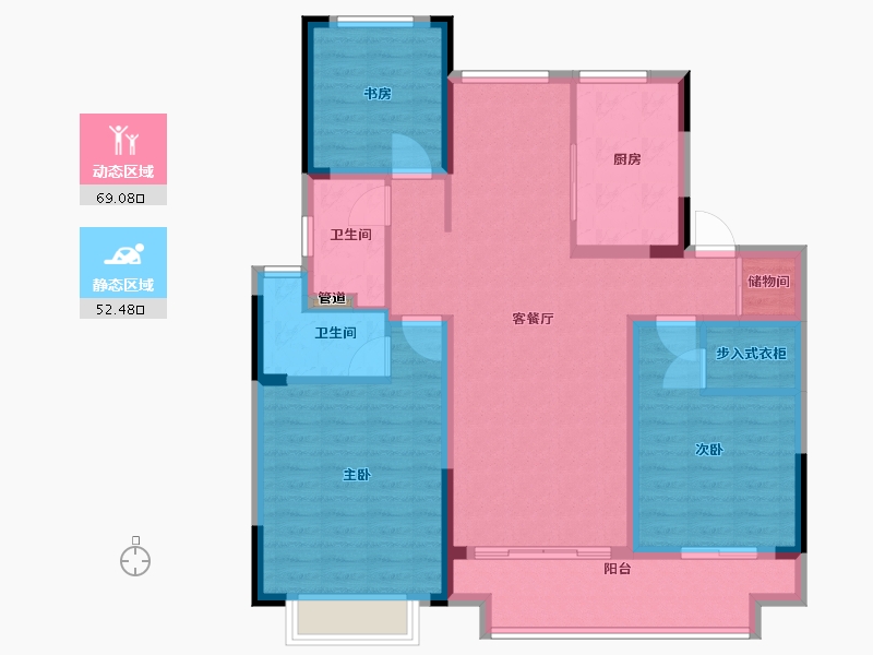 江苏省-泰州市-佳兆业壹号公馆-109.00-户型库-动静分区